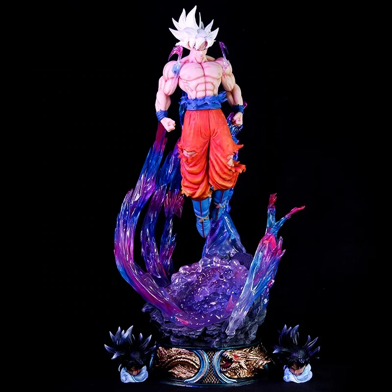 New 52cm Anime Gk Dbz Super Saiyan Ultra Instinct Key Of Egoism Goku Action Figure With Light Pvc Model Toy