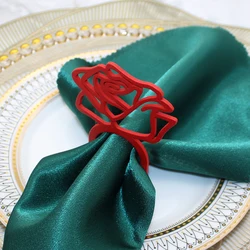 Laser Cut Rose Napkin Ring Wooden Napkin Ring Holder for Wedding Banquet Dinner Decoration HWW58