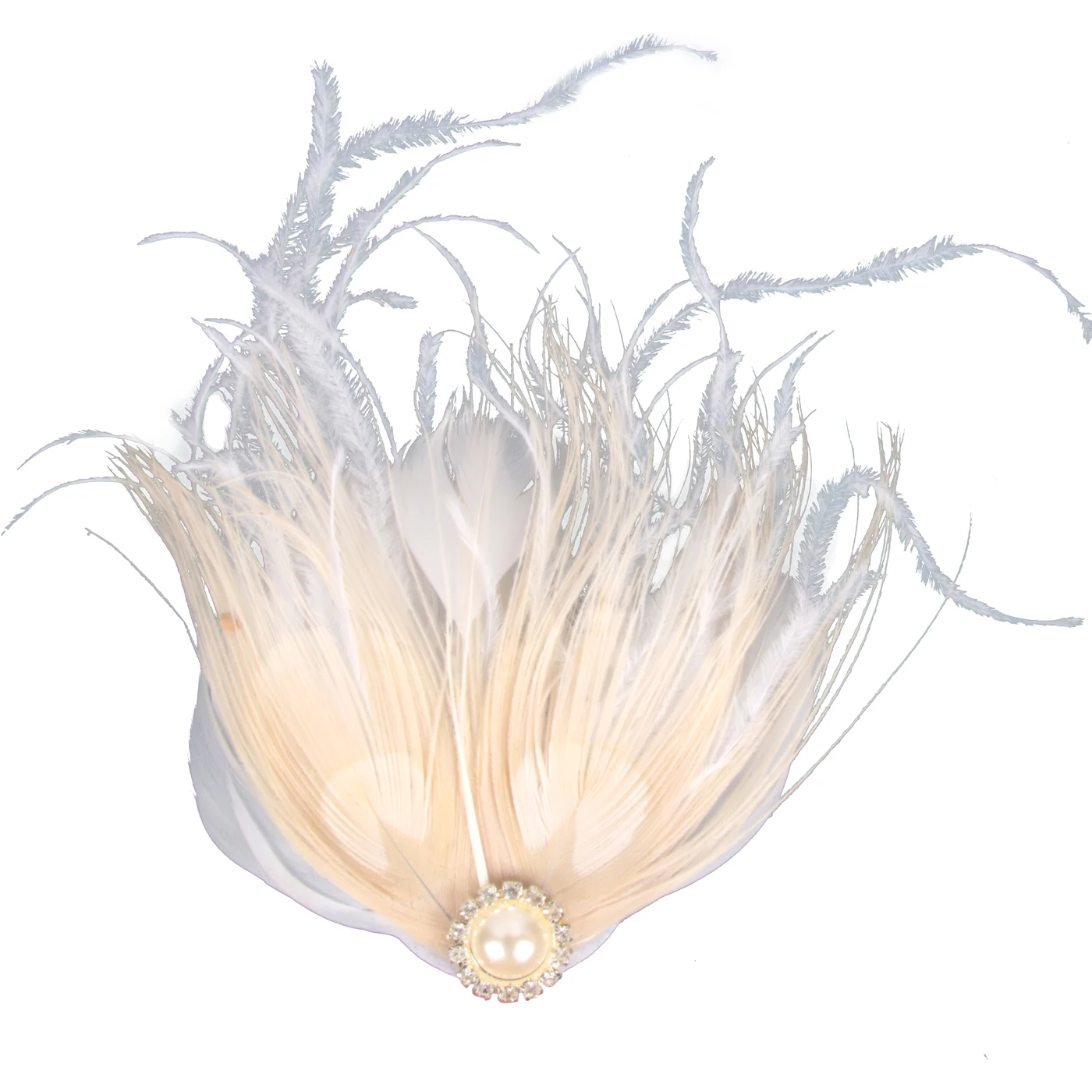 1920s Hair Clips Jeweled Crystal Applique For Party  White Feather Hairpin For Women And Bridal Factory Sales Handmade