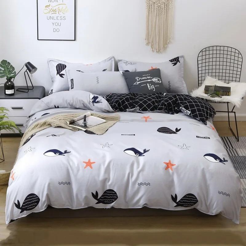 Solstice Home Textile Cyan Cute Cat Kitty Duvet Cover Pillow Case Bed Sheet Boy Kid Teen Girl Bedding Linens Set King Queen Twin