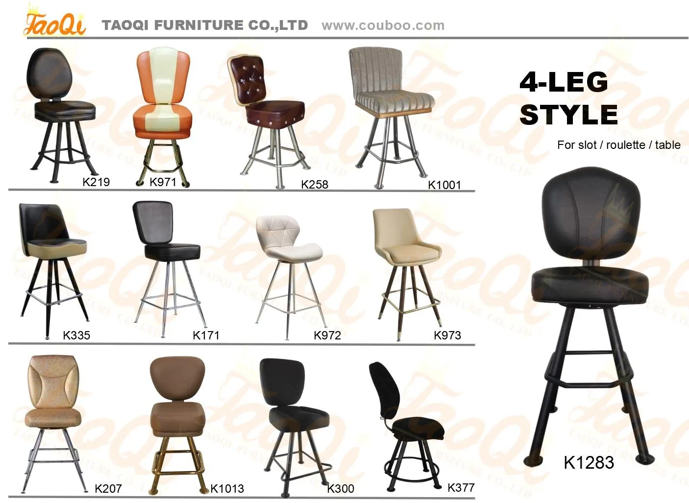 K920-1 Resort Chair Gas Lift Armrest Bar Stool Swivel Adjustable Height Slot Gaming Poker Casino Bar Chair