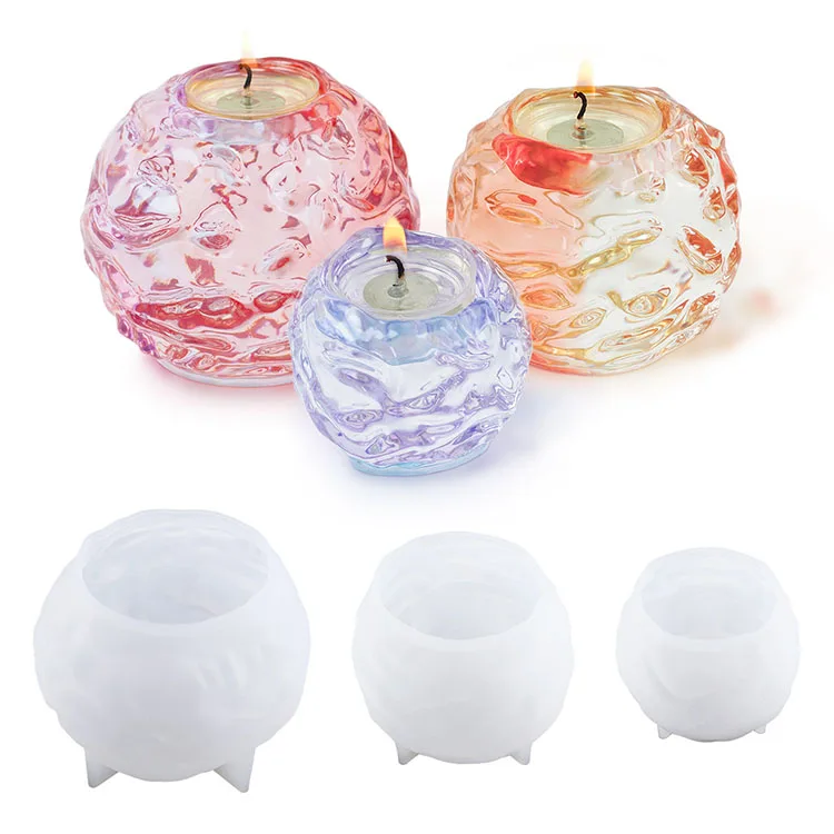 YS Custom Irregular Sphere Candle Holder Resin Mold DIY Round Ball Candle Holders Silicone Mould Home Decoration Plaster Tools