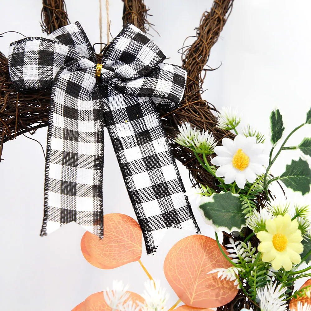 Vintage Spring Berry Egg Decoration Hanging Door Easter Bunny Wreath with Bow