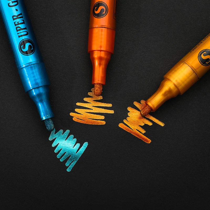 Wine Glass Markers - Premium Metallic Pens, Erasable Washable Drink Markers for Champagne, Beer, Party Cups/Glasses.