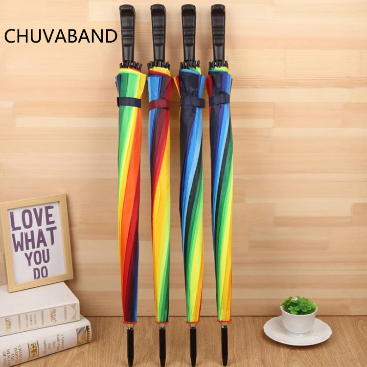 21-дюймовый Зонт CHUVABAND 16K для дождевой фабрики Guarda Chuva, оптовая продажа, металлический каркас, Радужный прямой зонт, автоматический