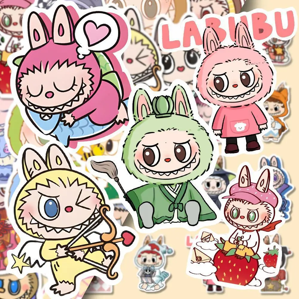 80pcs/Pack Art Cartoon Funny Labubu Waterproof Sticker Cute Water Bottle Laptop Skateboard Scrapbook Anime Accessories