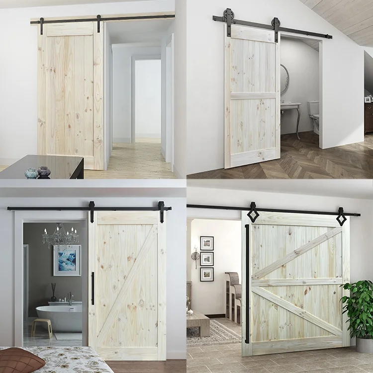 Customized High Quality Modern Interior Home Office Solid Wooden Sliding Door Design Sliding Barn Wood Door
