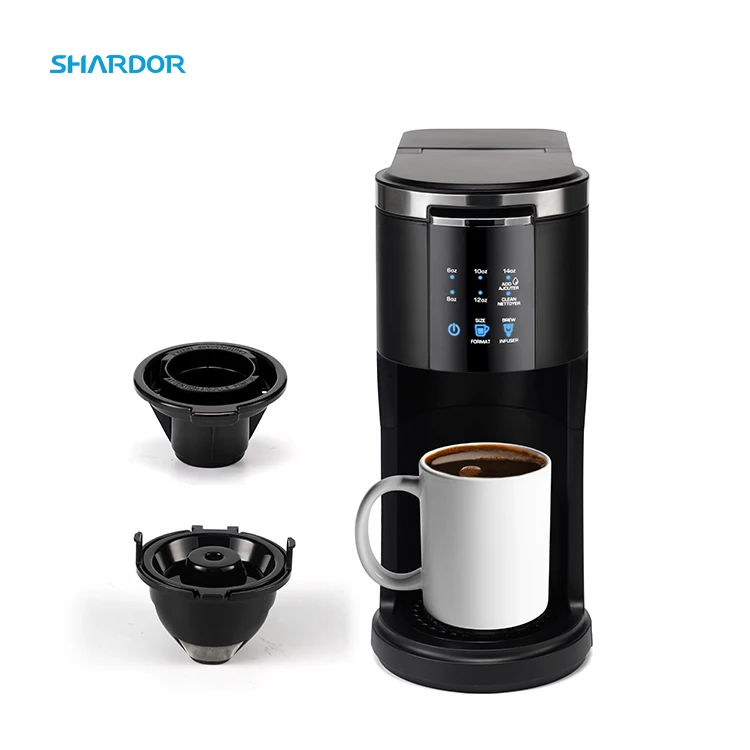 Cleaning Reminder Smart Drip Coffee Makers Auto Keep Warm Transparent Water Level Bin Single Serve K-Cup Electric Coffee Maker