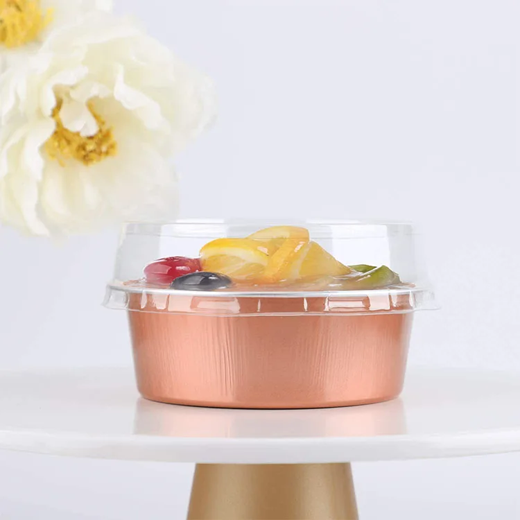 Заводская цена розовое золото десерты для кейтеринга flan круглая 150 мл чизкейк заварной торт кекс выпечка алюминиевая фольга чашки с