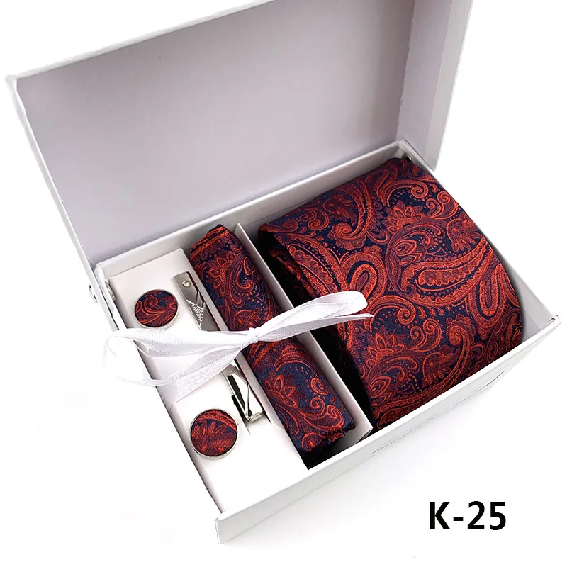Gift box Solid Mens Skinny Ties Fashion Plain Ties Jacquard Woven Silk Ties for Mens Wedding Suits
