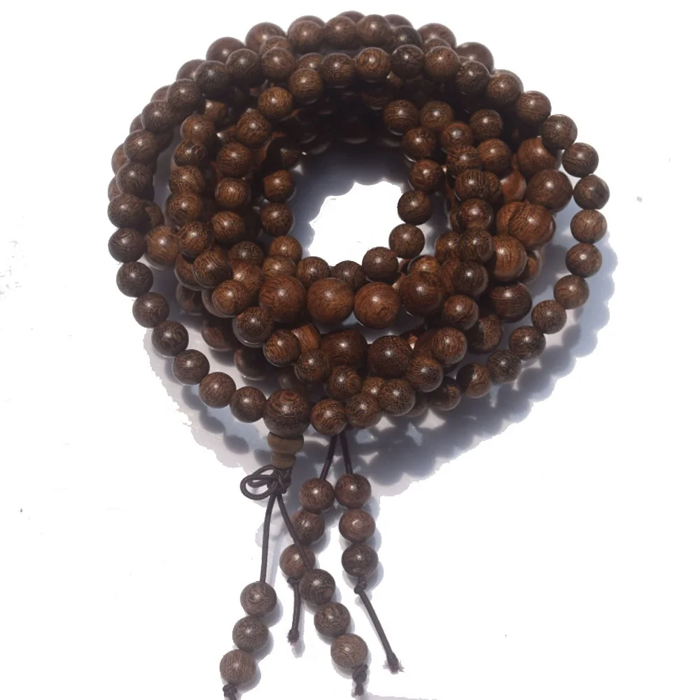 Handmade Jewelry natural golden mala prayer wooden beads Buddhist bead s-Wood Meditation Necklace Bracelet