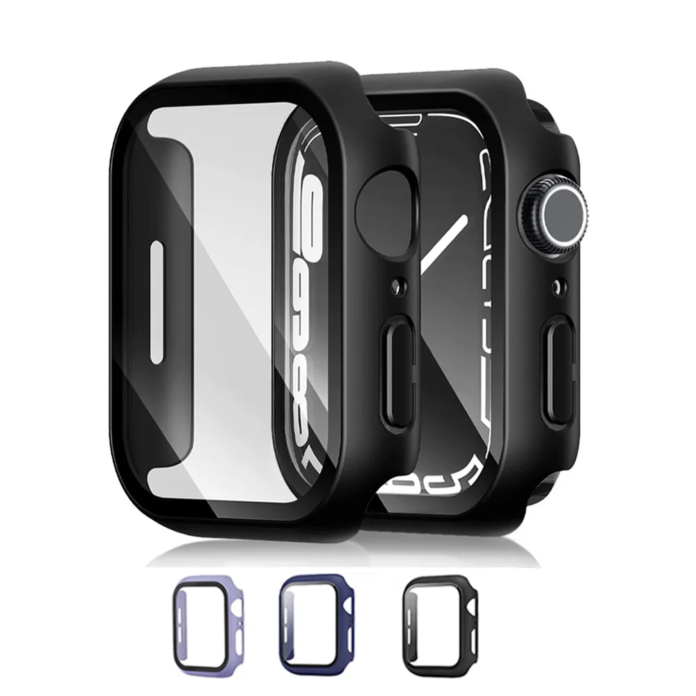 Чехол для часов из закаленного стекла, защита экрана, прочный жесткий чехол для часов из поликарбоната для Apple Watch серии 7, 41 мм, 45 мм, оптовая продажа