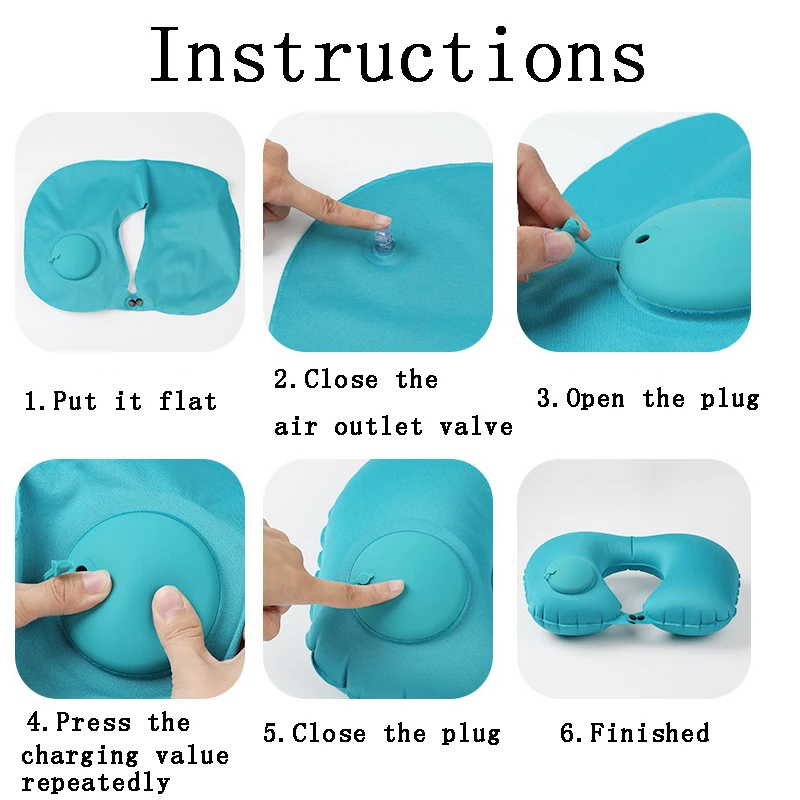 Wholesale Soft U Shape Inflatable Neck Head Pillow for Traveller Officer Short Rest Air Inflated Airplane Car Pillow