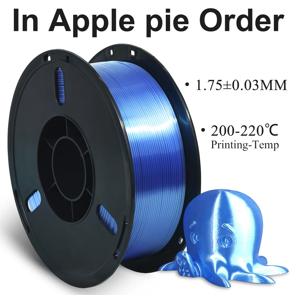 Silk PLA 3D Printer Filament 1.75mm 1KG(2.2LB) Shiny Silky Shine Purple Black Red Copper Printing Material (Silk Champagne Gold)