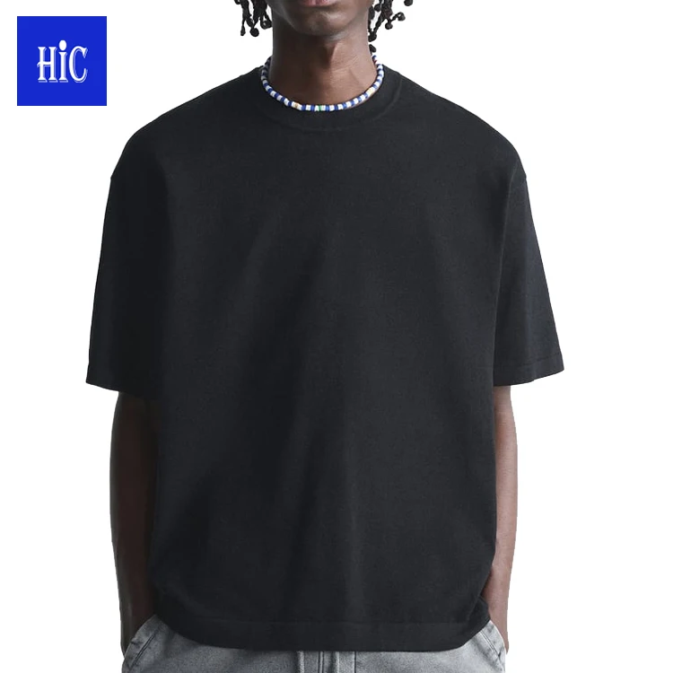 HIC High Street Boxy Cropped T Shirt High Quality Drop Shoulder breathable T Shirt Customized t shirt for men