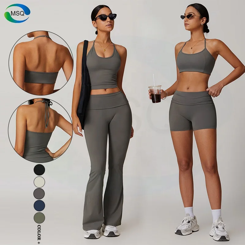 Sleeveless Sports Gym Clothes Yoga Activewear Women Gym Fitness Sets 5 Pcs Yoga Set Custom Sportswear For Women