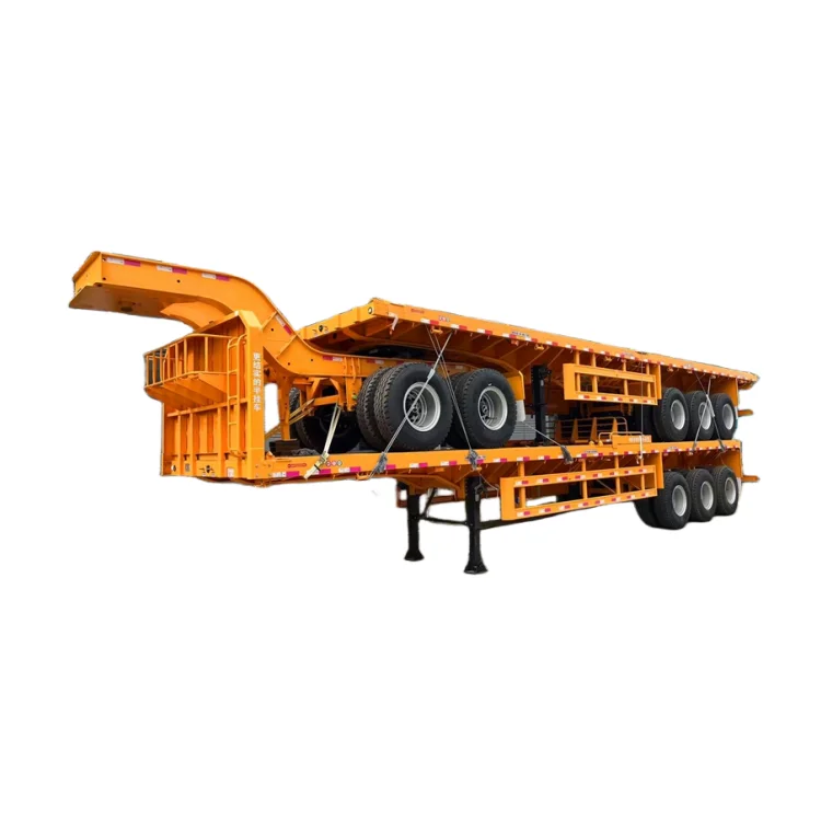 China Factory Heavy Duty Full Cargo Trailer High Strength Full Thickness Drop Deck Semi Trailer for Sale in Mongolia