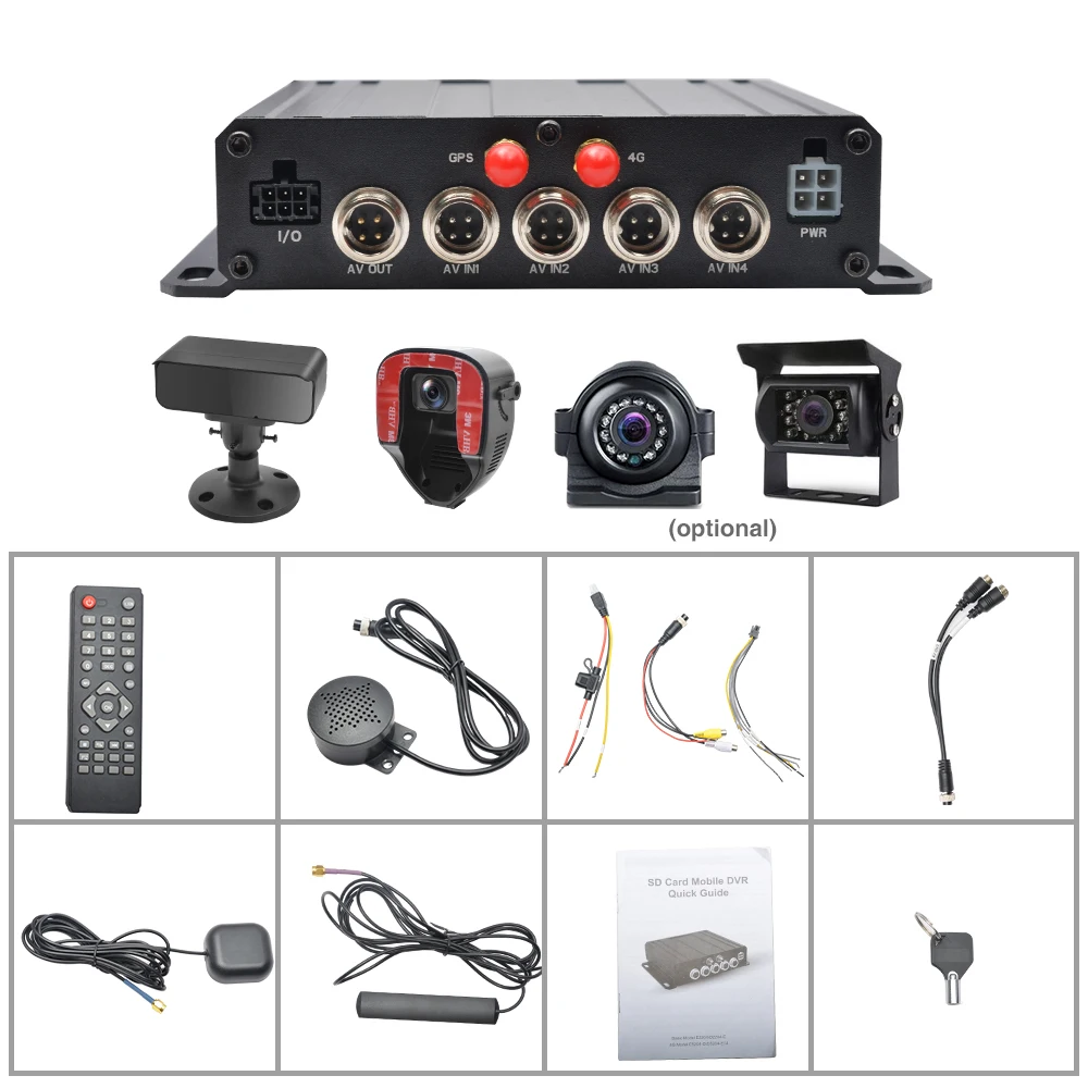 PJAUTO AI Intelligent 4-CH AHD MDVR System with ADAS LDW DMS Camera DVR Driver Monitoring and BSD for truck bus SUV