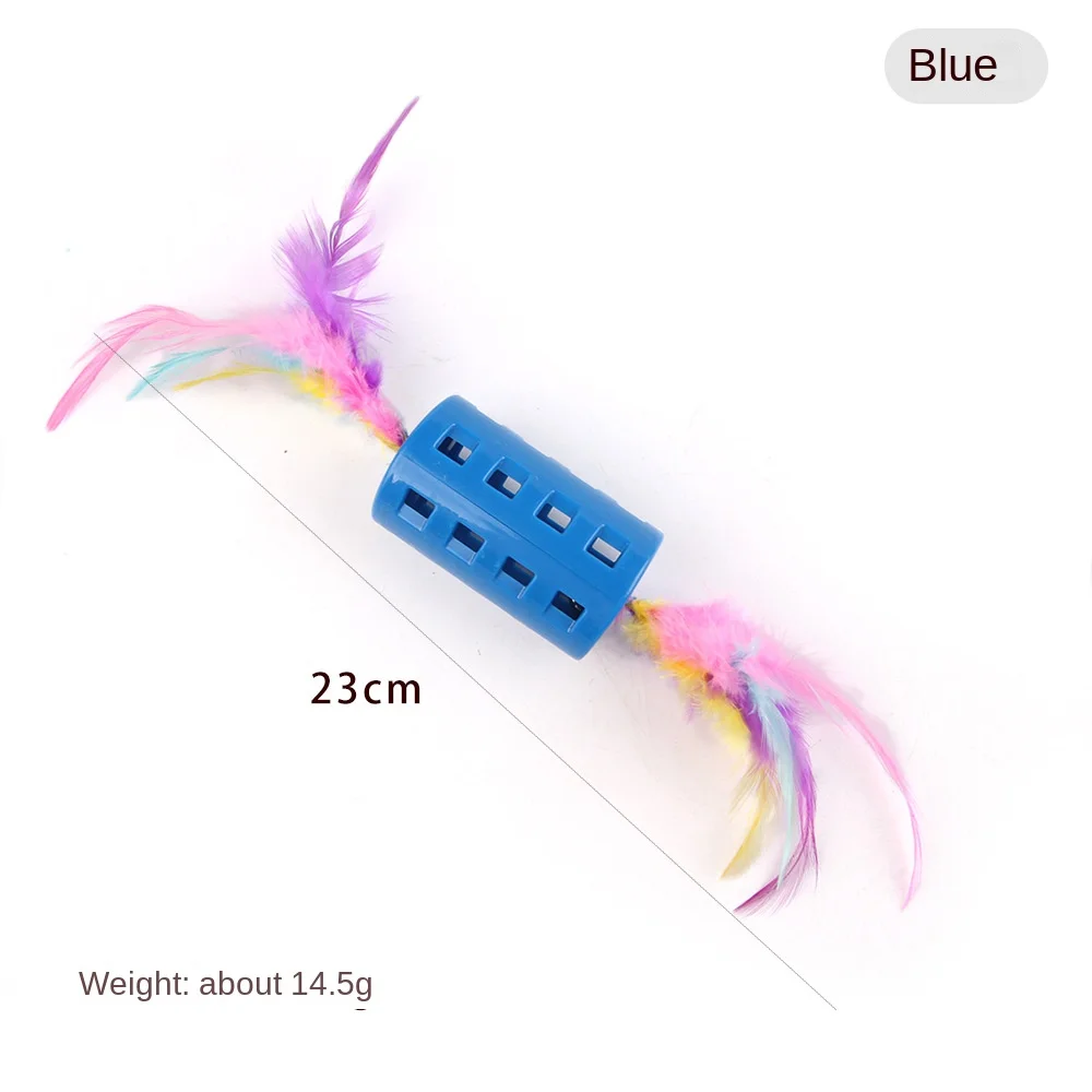 New Eco-Friendly Pet Supplies Plastic Pet Cat Toy Two Feather Stick with Small Bell