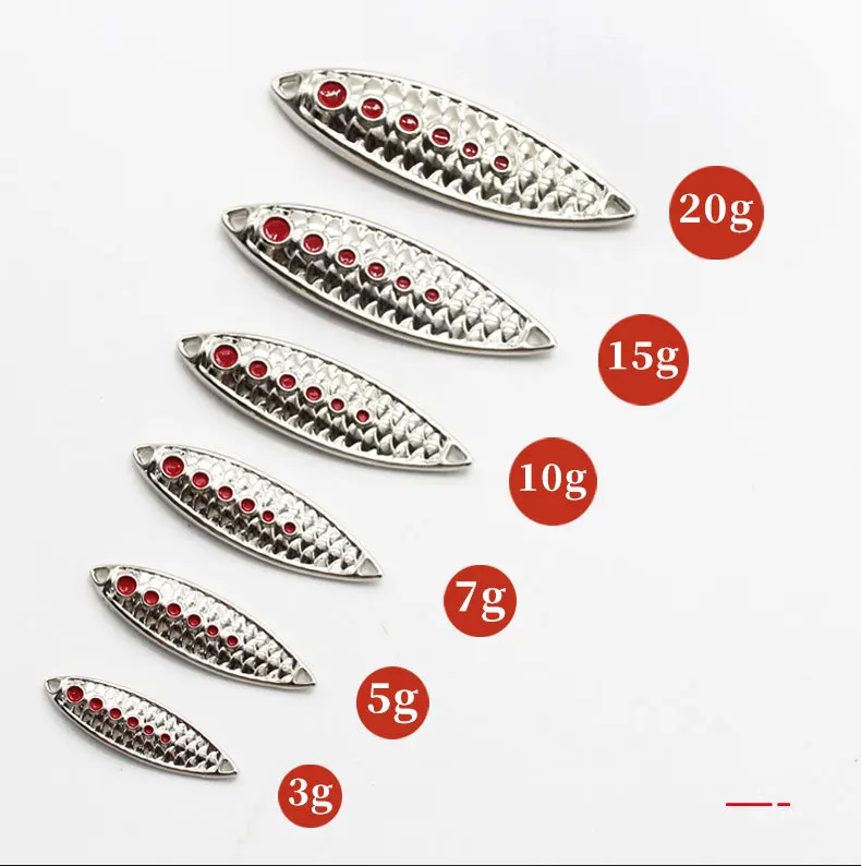 Wholesale in stock sea fishing  zinc alloy long-range metal spoon lure with red dot hard bait leech