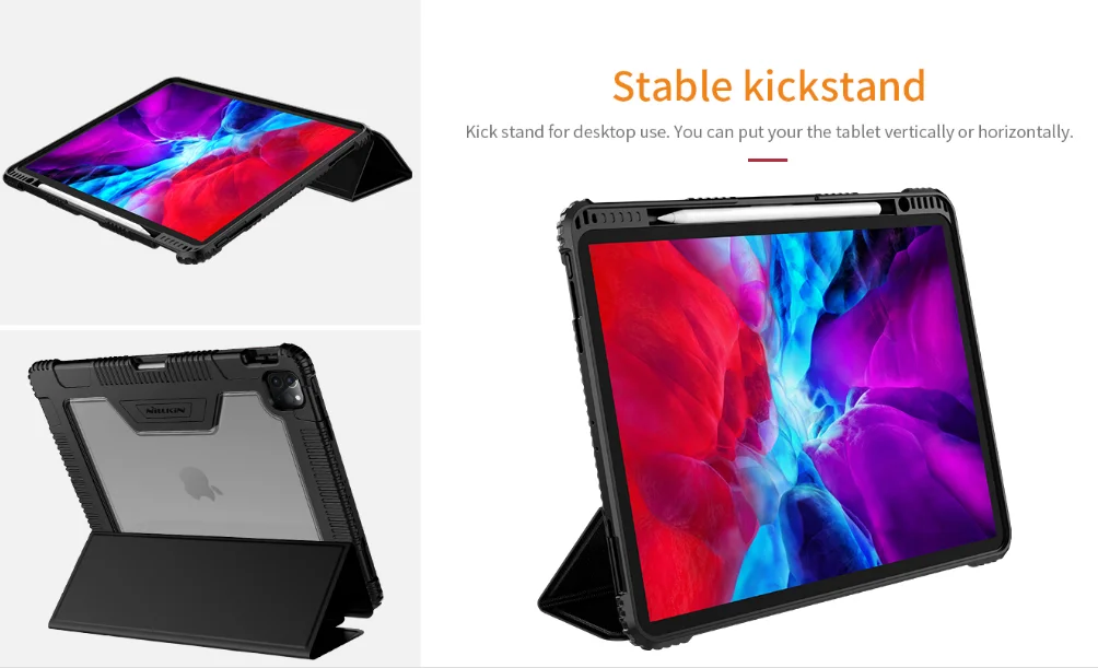 
NILLKIN Foldable Laptop Case with Pencil Holder Laptop Case with Stand for Ipad Pro 12.9 Leather Case 