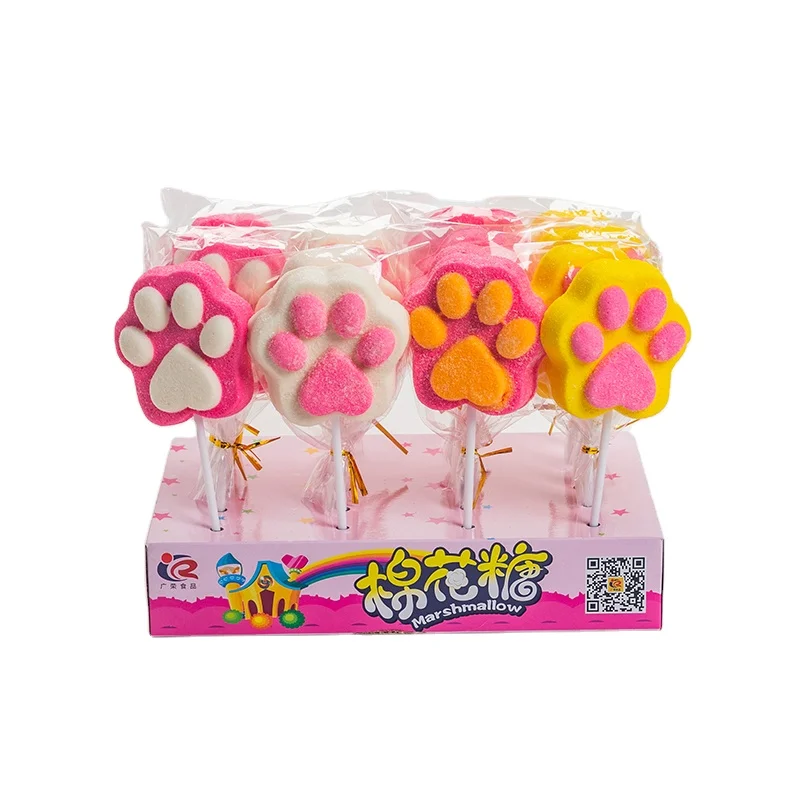 Confectionery for decorating Paw Shaped marshmallow  candy halal sweets lollipop