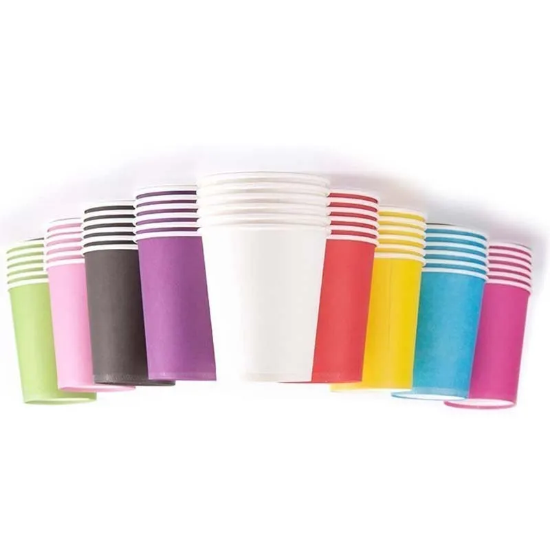 8oz Compostable Disposable Colored Airline Coffee Cup Paper Children DIY Handmade Party Hot Paper Cup