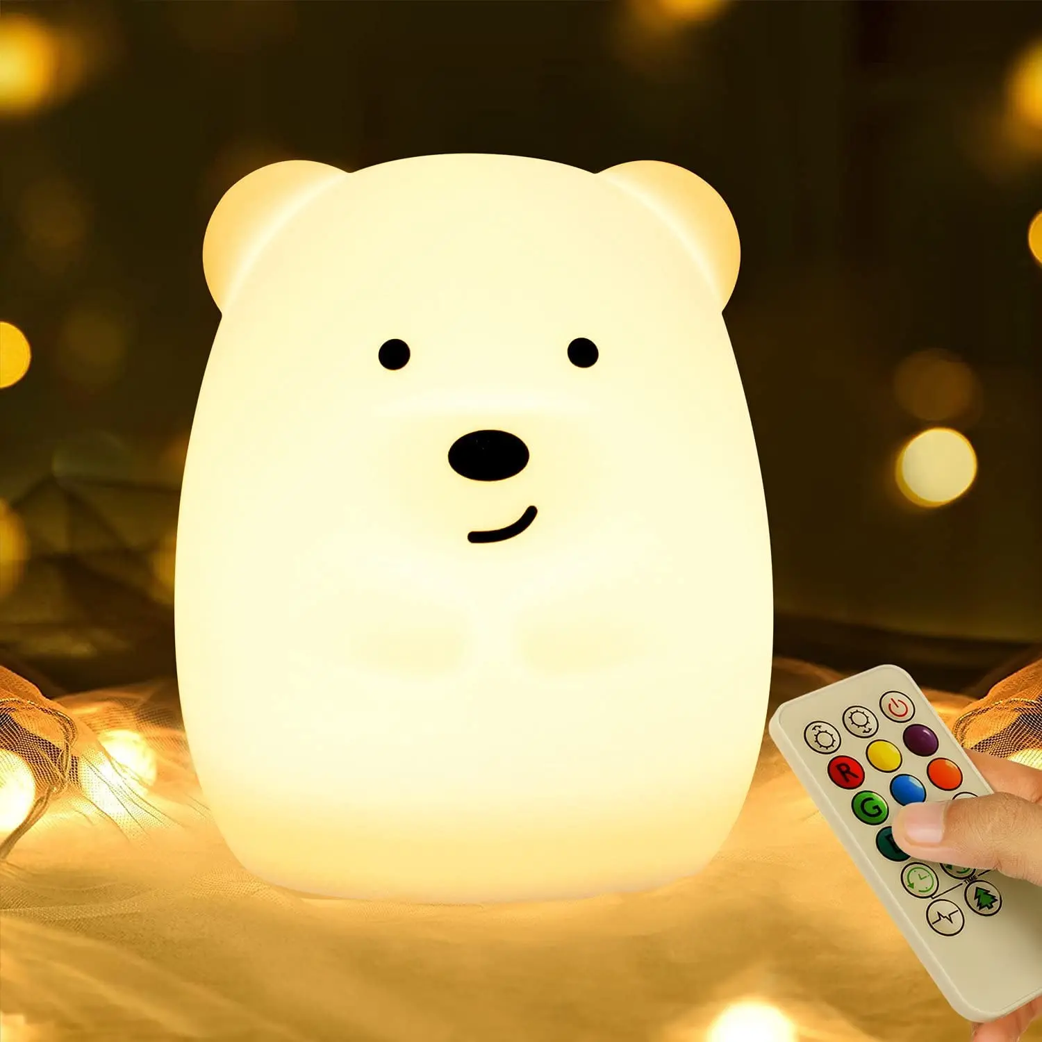 LED Nursery Night Lights for Kids USB Rechargeable Cute Animal Silicone Lamps with Touch Sensor or Remote Control
