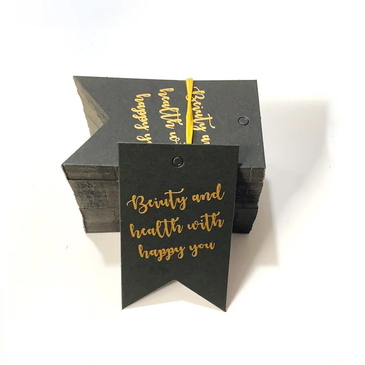 Custom Jewelry Cardboard Cards Black Hang Card Earrings And Necklaces Display Paper Cards with Gold Logo Hot Stamping
