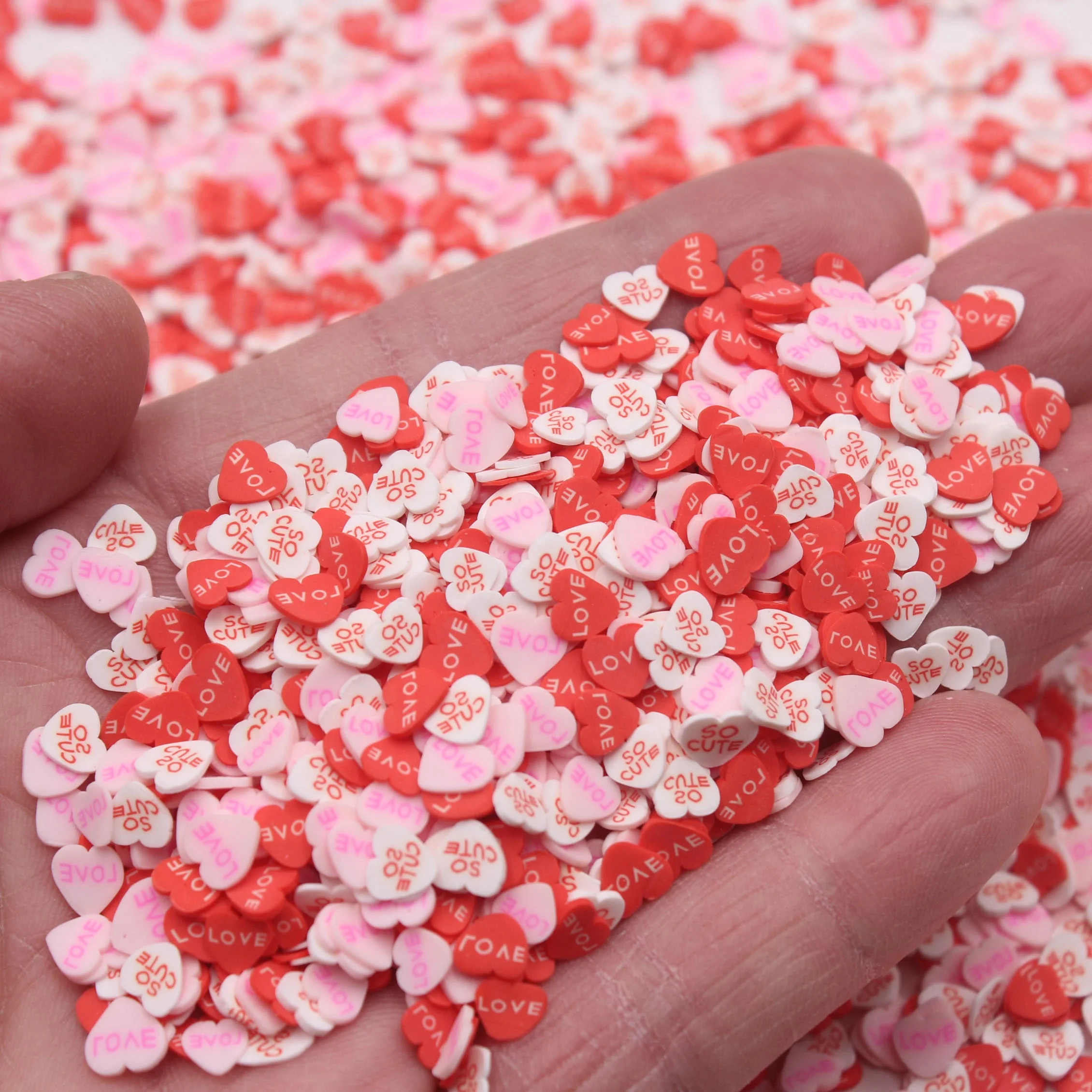 1KG 5mm Valentines Themed Hearts So Cute Polymer Clay Slice Sprinkles Slime Supplies Tumbler Shaker Filler