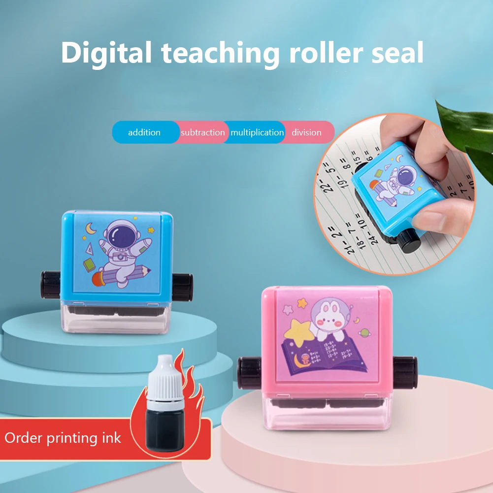 2023 Top Sale Mathematics Roller Stamp Kids Educational Toy With 100 Addition Subtraction Math Practice Questions Digital
