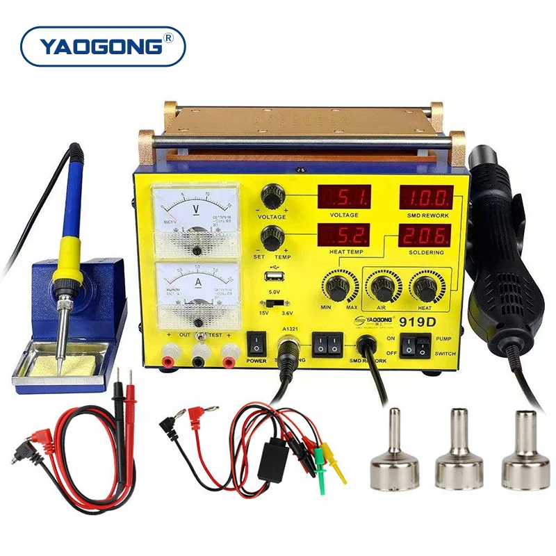 Новая 5 в 1 паяльная станция YAOGONG 919D автоматический источник питания SMD для ремонта мобильных телефонов