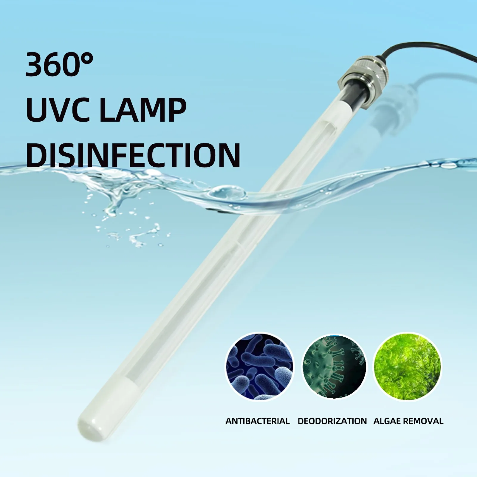 Fish tank submersible UV germicidal lamp underwater disinfection deodorization and algae removal quartz lamp