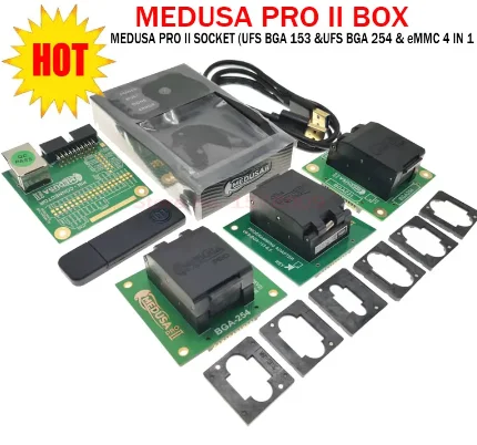 Original Medusa Pro 2 MEDUSA PRO II BOX Full Set WITH  UFS BGA-0153 SOCKET +UFS BGA-254 SOCKET+ EMMC 4 IN 1 SOCKET
