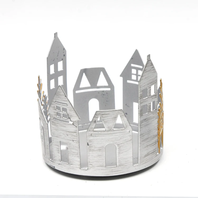 
Factory Direct Good Quality Winter Tree And Castle Sliver Printing Decorate Extra Glass Candle Holders 