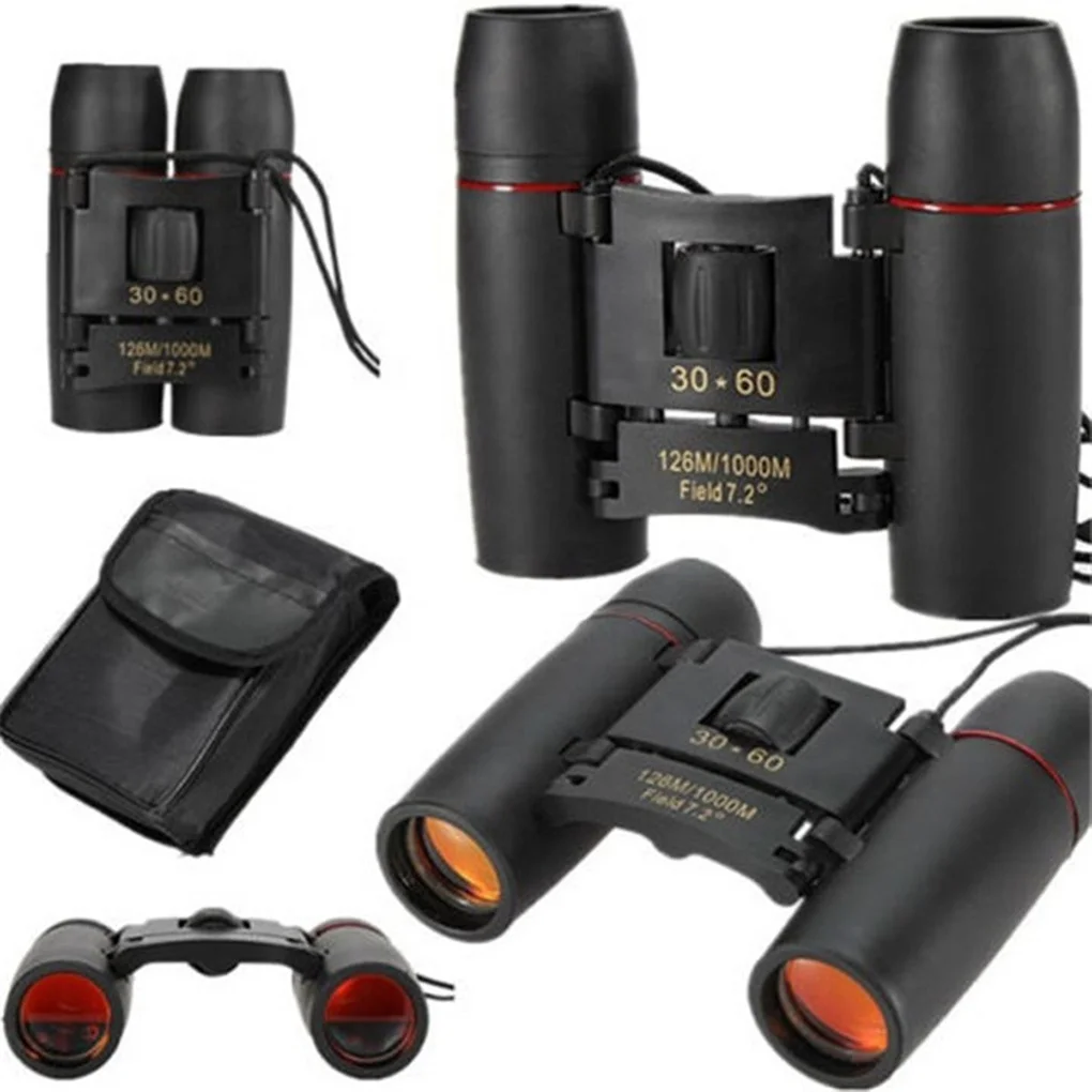 30x60 Folding Compact Zoom Binoculars Low Light Night Outdoor Telescope High Definition 1000M Long Range Binoculars for Kids