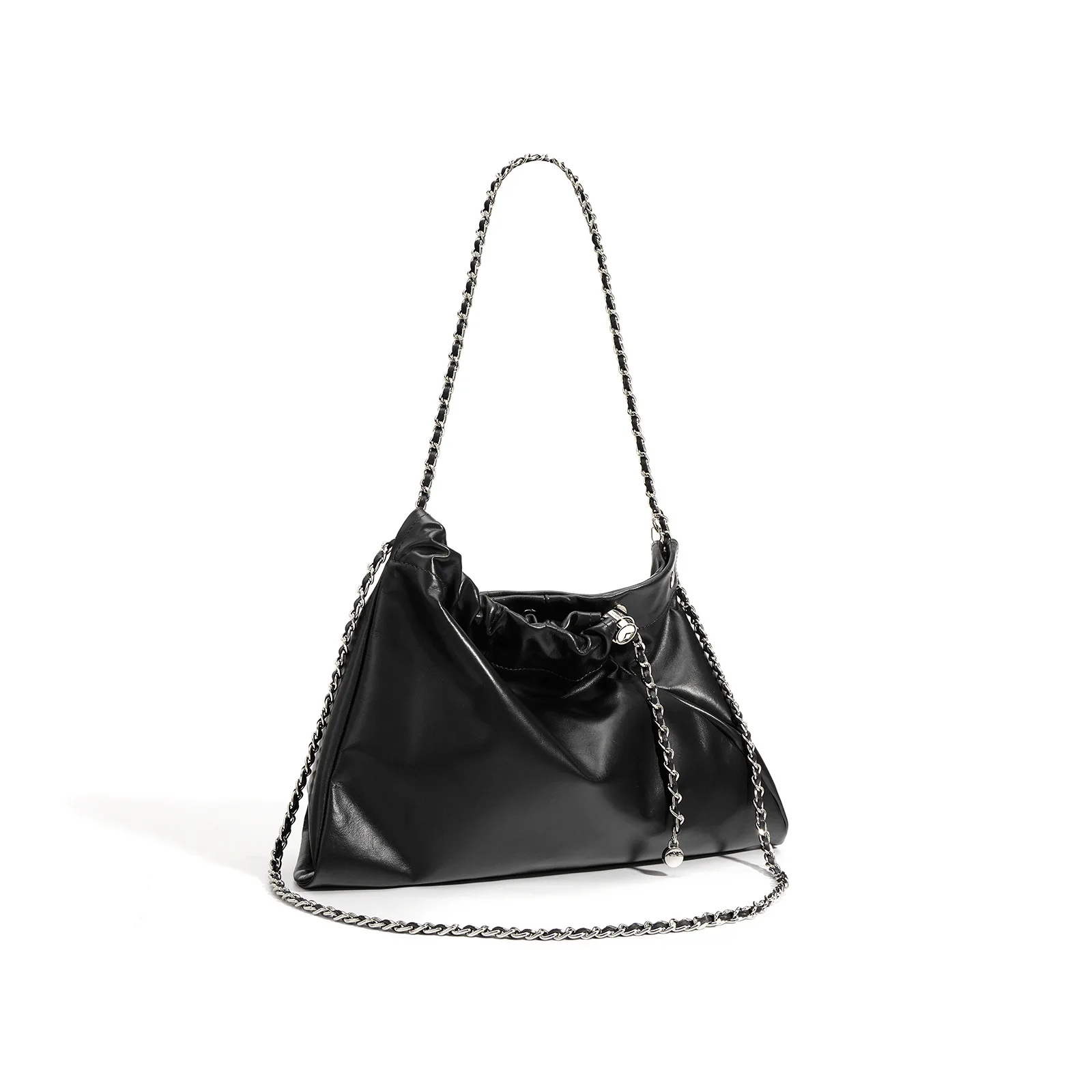 design with a top layer cowhide cloud bag double opening  simple and fashionable bag for women