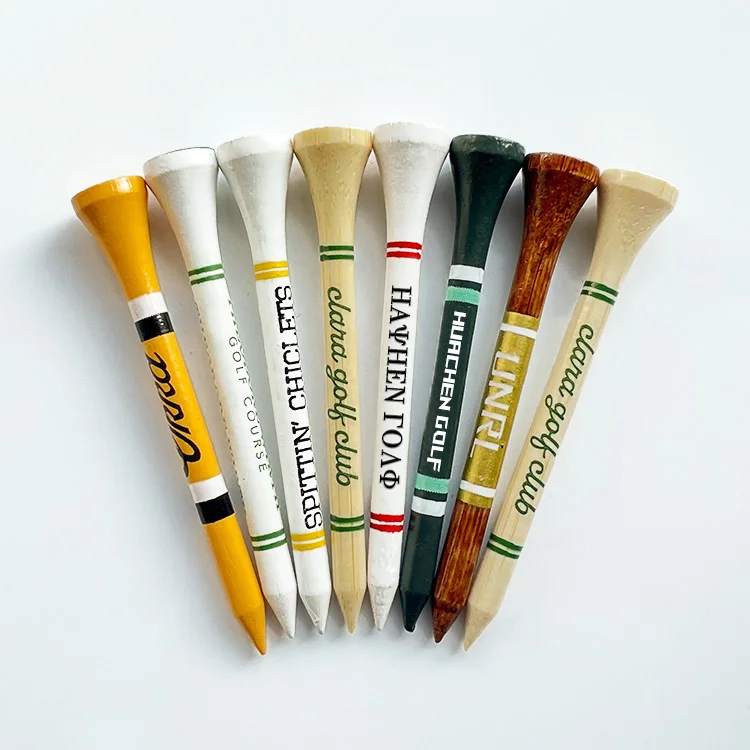 Hot Selling High Quality Custom Logo Printing 54/70/83mm Bamboo Durable Stable Golf Tees
