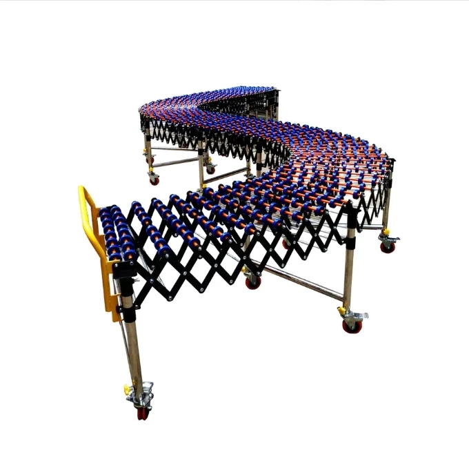 Gravity No Power Telescopic Plastic Skate Wheel Conveyor For Warehouse