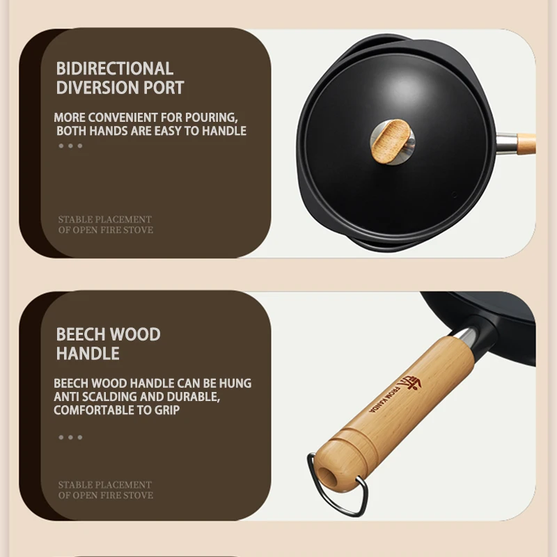 Flat Bottom Titanium Alloy Wok Pan Non Stick Utensils Kitchen Set Cooking Soup Pot