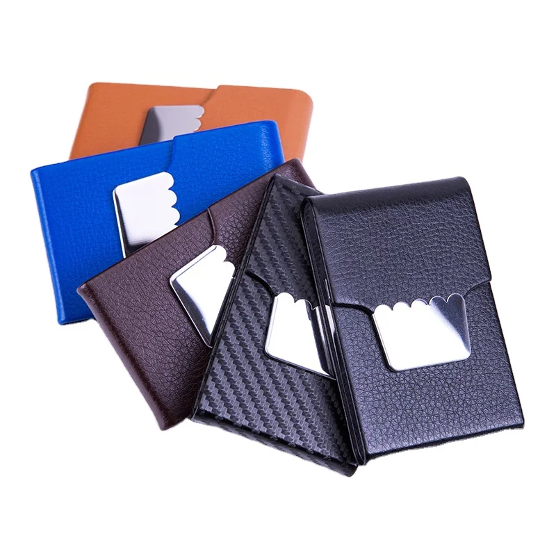 New Designer Stainless Steel PU Men or Women Business name Card Holder leather metal cigarette case box