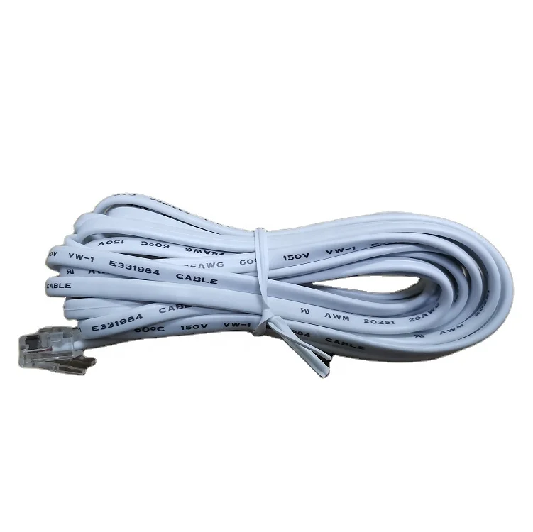 Телефонный Шнур RJ11 6P2C, белый цвет, длина по индивидуальному заказу