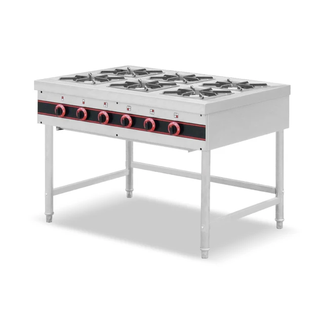 Stainless Steel High Quality Hotel Equipment Assembled Free Standing Gas Range with 6 Burners For Sale