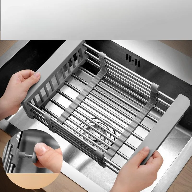 Retractable Stainless Steel Kitchen Dish Drying Rack Sink Draining Basket Fruit and Dish Rack Dish Washing Basket  Draining
