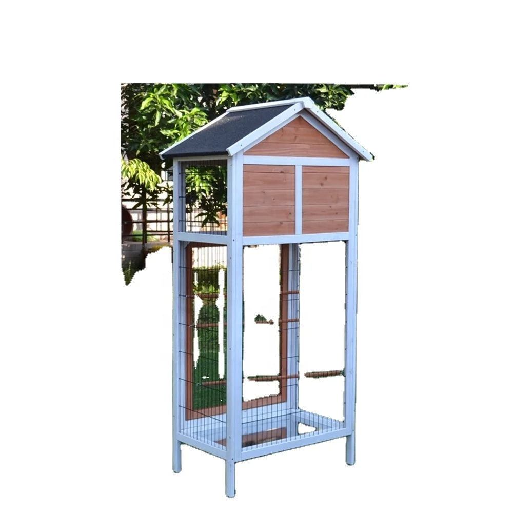 Colorful wooden bird cage with Hot Galvanized with PVC coated wire mesh