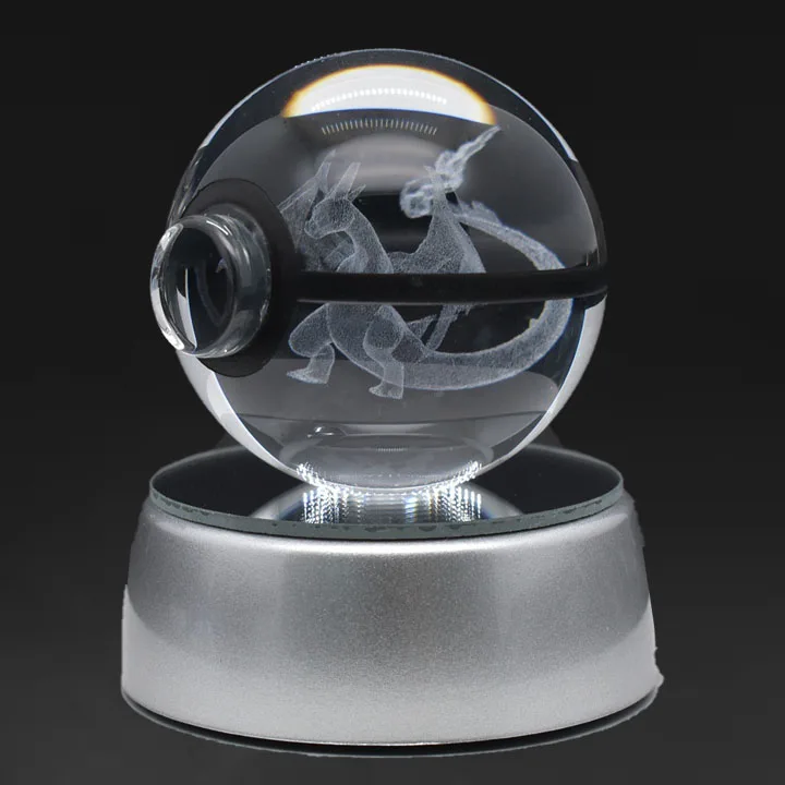 Прямая Продажа 5 см pokeball светодиодный настольный орнамент 3d лазерный хрустальный шар Ночной свет рекламные подарочные товары стеклянный Покемон