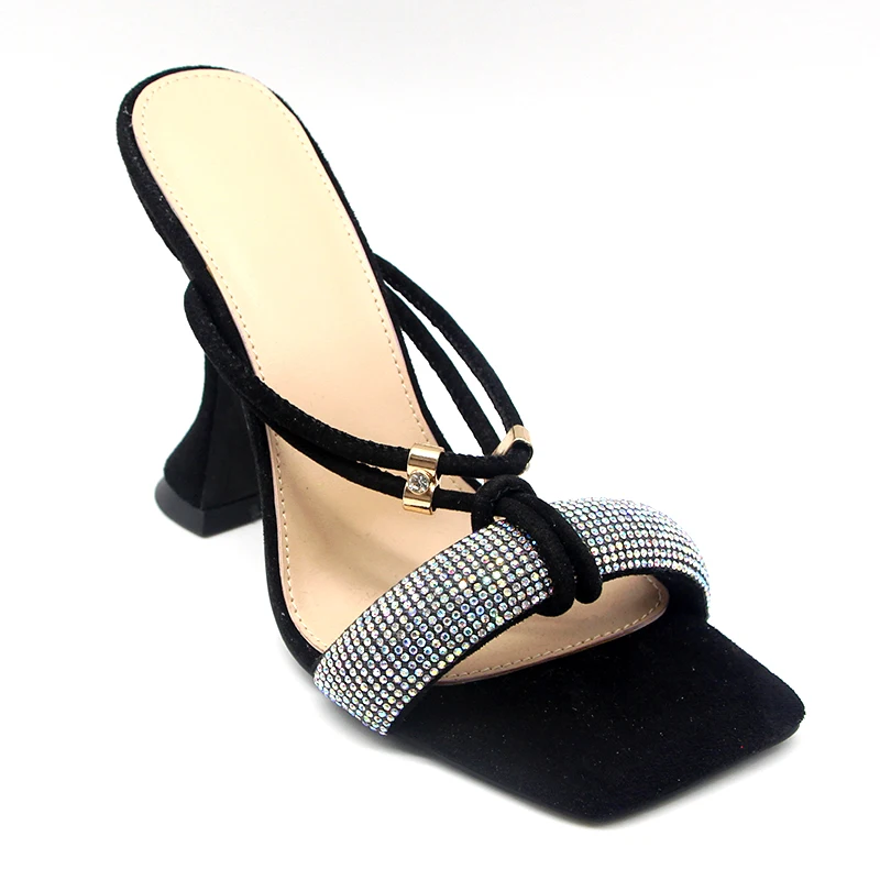 newest fashion Women strap High Heel square toe Mules Ladies Sexy Stiletto Heel Dress Party slippers