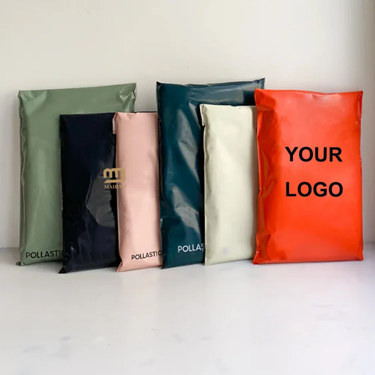Wholesale recyclable silver poly mailers bags custom logo clothing packages plastic shipping bags for packing cloth mailing bag