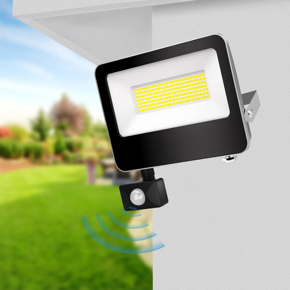 KCD Garden 10w 24w 30w 50w 100w Floodlight Projector Lighting Spotlight Wall Flood Lights With Motion Sensor 3000 Lumen