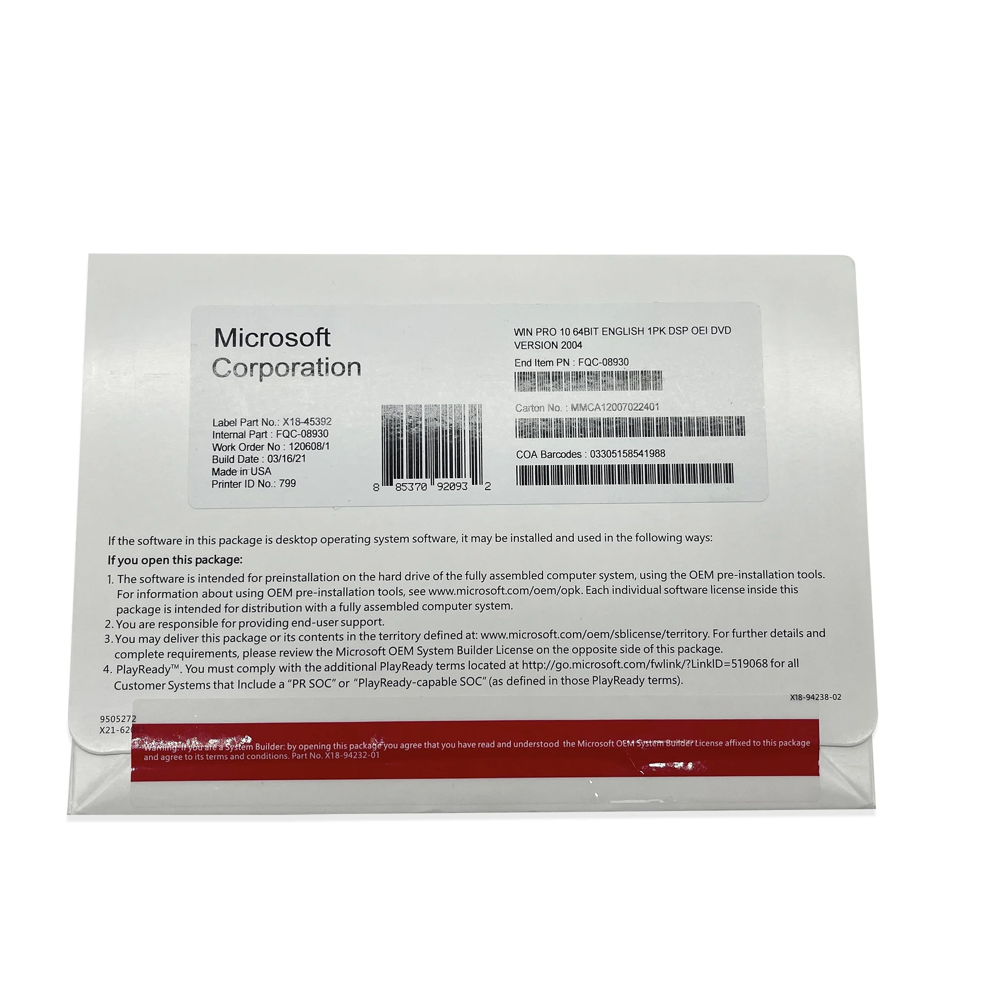 Онлайн 24 часа Бесплатная доставка Быстрая Microsoft Windows 10 Pro ключ DVD CD